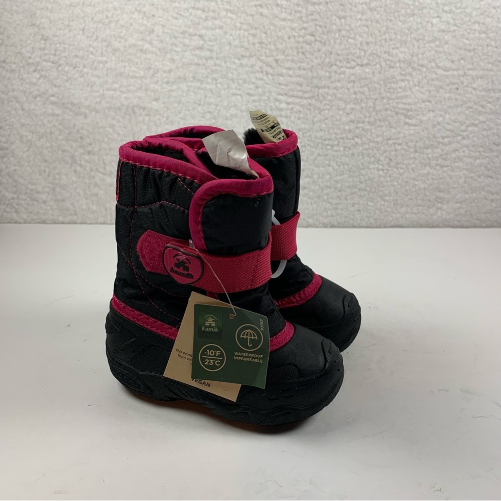 Kamik Snowbug Black Pink‎ Winter Lined Snow Boots Girls Toddler Size 8 NWOB 7244